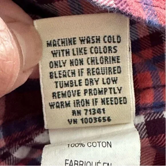 L.L. Bean Women's Scotch Plaid Flannel Shirt Purple Pink White Size Small - Picture 6 of 7